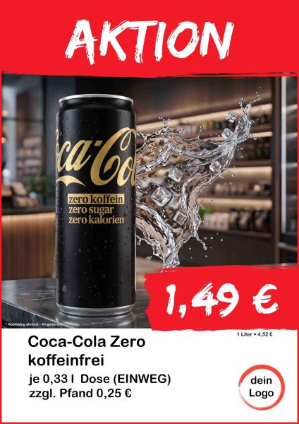 Coca Cola Zero koffeinfrei 330ml Dose ▼Sofort-Download