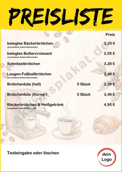 Preisliste Bistro bis 10 Artikel  ▼Sofort-Download